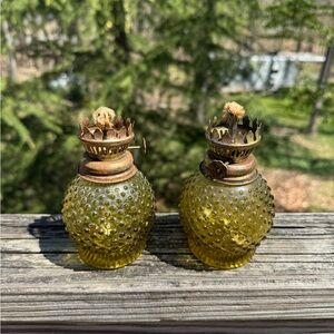 Vintage Yellow Glass Oil Lamps